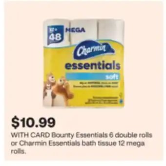 CVS Bounty Essentials 6 double rolls or Charmin Essentials bath tissue 12 mega rolls offer