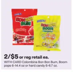 CVS Colombina Bon Bon Bum, Boom pops 6-14.4 oz or hard candy 6-6.7 oz offer