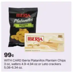 CVS Iberia Platanitos Plantain Chips 3 oz, wafers 4.9-4.94 oz or Leto crackers 5.08-6.34 oz offer