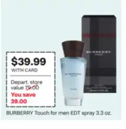 CVS BURBERRY Touch for men EDT spray offer