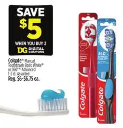 Dollar General Colgate Manual Toothbrush Optic White or 360° Advanced offer