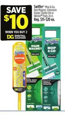 Dollar General Swiffer Mop & Go, Hair Magnet, Extension Duster Starter Kit or Walker Sticks offer