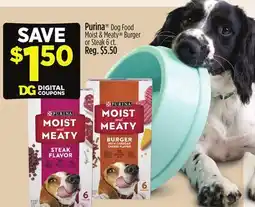 Dollar General Purina Dog Food Moist & Meaty Burger or Steak offer