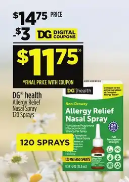 Dollar General DG health Allergy Relief Nasal Spray offer