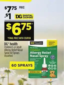 Dollar General DG health Children's or Adult Allergy Relief Nasal Spray 60 Sprays offer