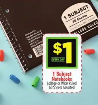 Dollar General 1 Subject Notebooks offer