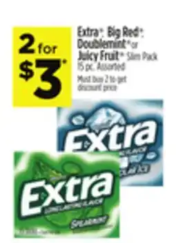 Dollar General Extra Big Red Doublemint or Juicy Fruit Slim Pack offer