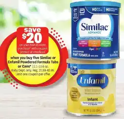 Meijer Similac or Enfamil Powdered Formula Tubs offer