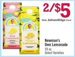 Price Chopper Newman's Own Lemonade offer