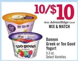 Price Chopper Dannon Greek or Too Good Yogurt offer