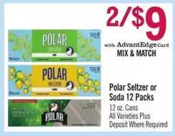 Price Chopper Polar Seltzer or Soda 12 Packs offer