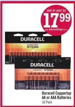 Price Chopper Duracell Coppertop AA or AAA Batteries offer