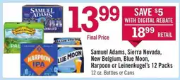 Price Chopper Samuel Adams, Sierra Nevada, New Belgium, Blue Moon, Harpoon or Leinenkugel's 12 Packs offer