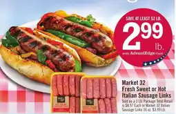 Price Chopper Market 32 Fresh Sweet or Hot Italian Sausage Links offer
