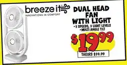 Ollie's DUAL HEAD FAN WITH LIGHT offer