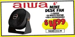 Ollie's AIWA 4 MINI DESK FAN offer