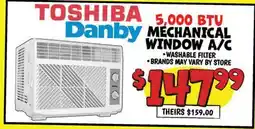 Ollie's TOSHIBA Danby 5,000 BTU MECHANICAL WINDOW A/C offer