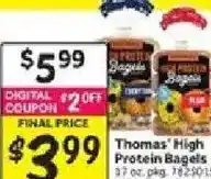 Stop&Shop Thomas' High Protein Bagels offer