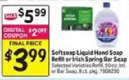 Stop&Shop Softsoap Liquid Hand Soap Refill or Irish Spring Bar Soap offer