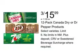 Walgreens 12-Pack Canada Dry or Dr Pepper Products offer