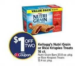 Tops Kellogg's nutri grain or rice krispies treats 16 ct. offer