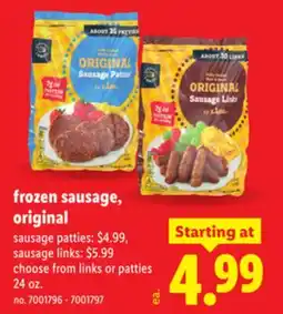 Lidl frozen sausage, original offer