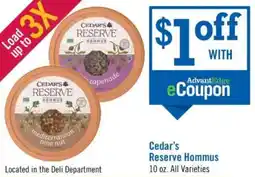 Price Chopper Cedar's Reserve Hommus offer