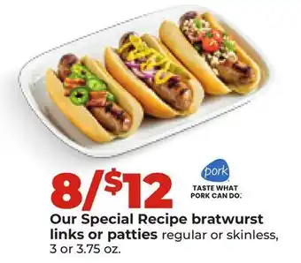 Hy-Vee Our Special Recipe bratwurst links or patties offer