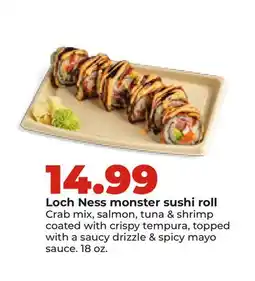 Hy-Vee Loch Ness monster sushi roll offer