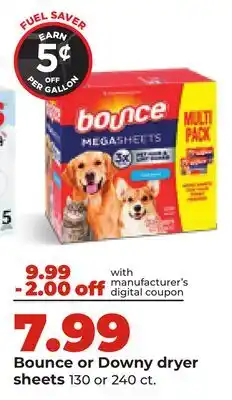 Hy-Vee Bounce or Downy dryer sheets offer
