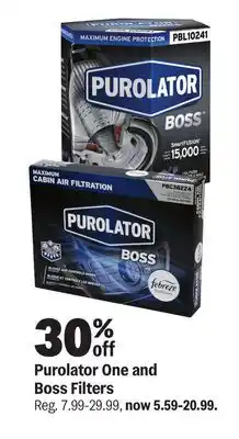 Meijer Purolator One and Boss Filters offer