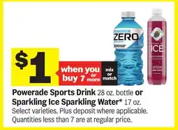 Meijer Powerade Sports Drink 28 oz. bottle or Sparkling Ice Sparkling Water* 17 oz offer