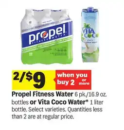 Meijer Propel Fitness Water 6 pk./16.9 oz. bottles or Vita Coco Water* 1 liter bottle offer