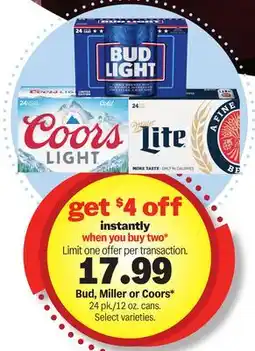 Meijer Bud, Miller or Coors offer
