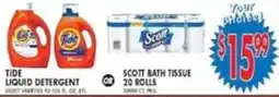 Compare Foods Tide liquid detergent or scott bath tissue offer