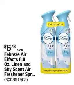 The Home Depot Febreze Air Effects 8.8 Oz. Linen and Sky Scent Air Freshener Spray (2 Count) offer