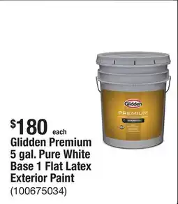 The Home Depot Glidden Premium 5 gal. Pure White Base 1 Flat Latex Exterior Paint offer