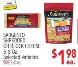 Ingles Markets Sargento shredded or block cheese offer