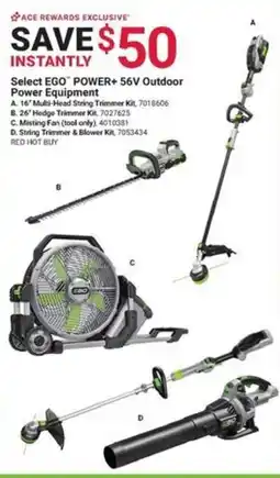 Ace Hardware Ego power+ 56v outdoor power equipment offer