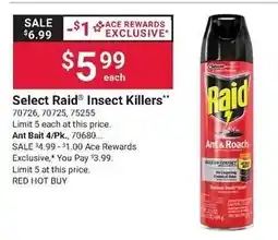Ace Hardware Select Raid Insect Killers offer