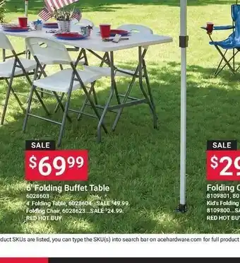 Ace Hardware 6' Folding Buffet Table offer