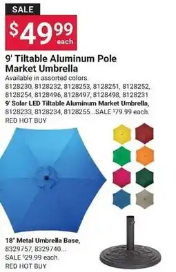 Ace Hardware 9' Tiltable Aluminum Pole Market Umbrella offer