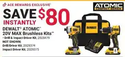 Ace Hardware DeWalt Atomic 20V Max Brushless Kits offer
