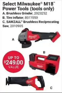 Ace Hardware Select Milwaukee M18 Power Tools offer