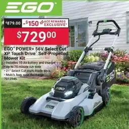 Ace Hardware Ego power+ 56v select cut xp touch drive self-propelled mower kit offer