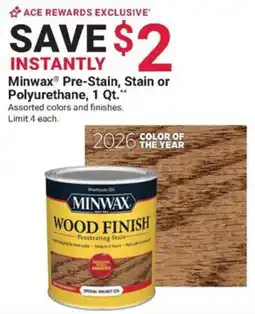 Ace Hardware Minwax wood finish offer