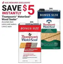 Ace Hardware Thompson's WaterSeal Wood Sealer offer
