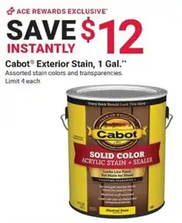 Ace Hardware Cabot exterior stain offer