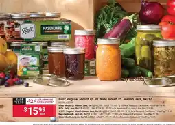 Ace Hardware Ball regular mouth qt. or wide mouth pt. mason jars offer