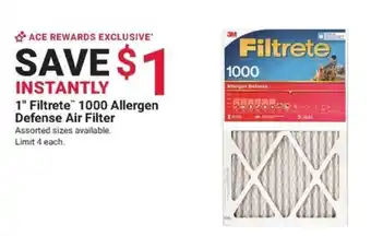 Ace Hardware 1" Filtrete 1000 Allergen Defense Air Filter offer